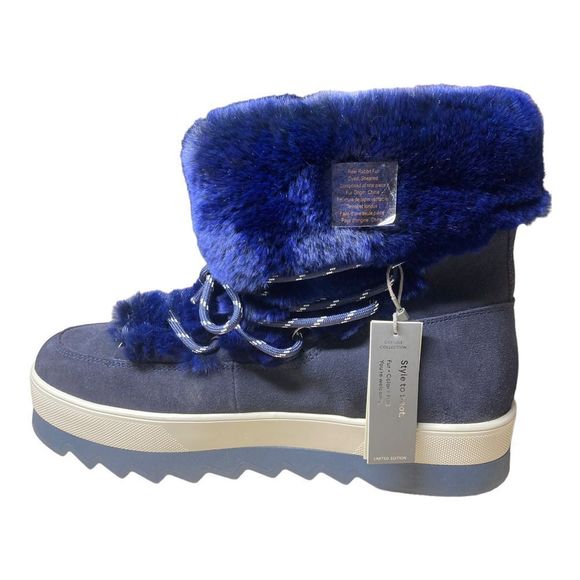 Cougar Vanity Vivian Blue Faux Fur Trim Winter Boots - Picture 4 of 11